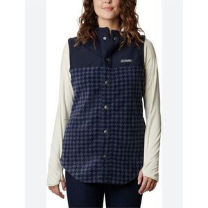 Columbia Benton Springs Overlay Vest‎ Size Small Blue/Black Houndstooth Print